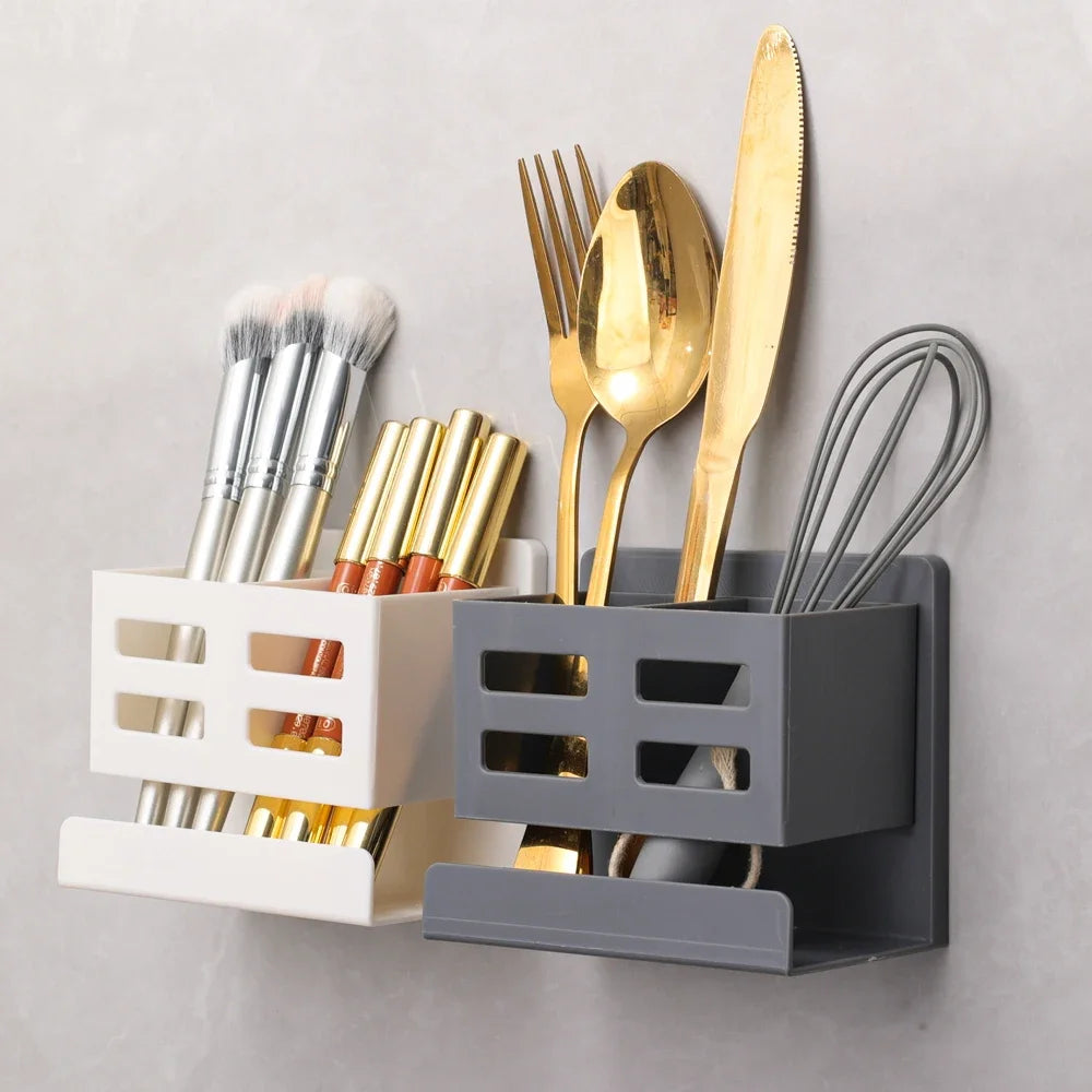 Hole-Free Wall-Mounted Bathroom Storage Rack