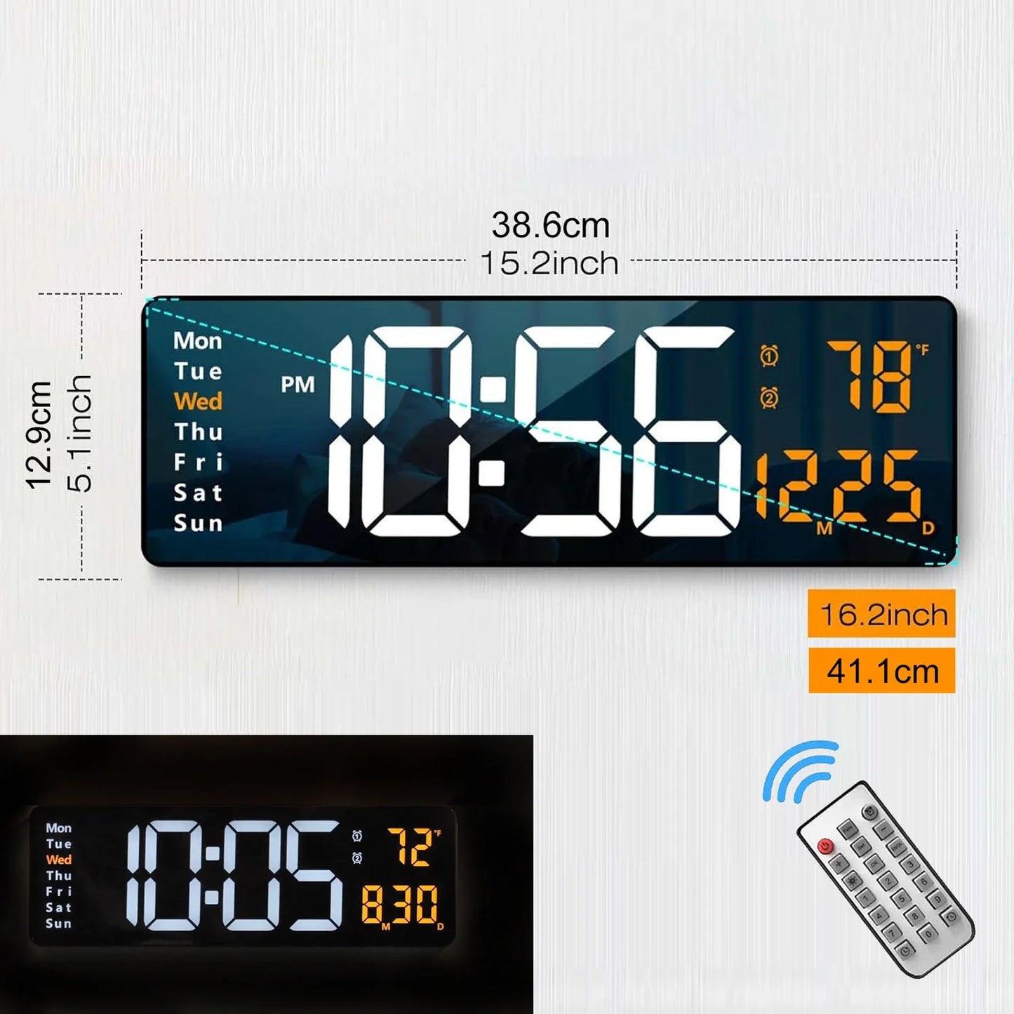 16.2" Large Digital Wall Clock
