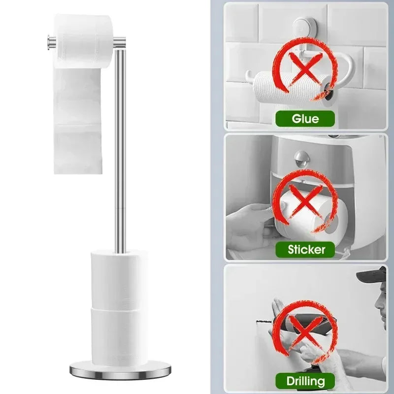 Freestanding Stainless Steel Toilet Paper Holder – Anti-Rust