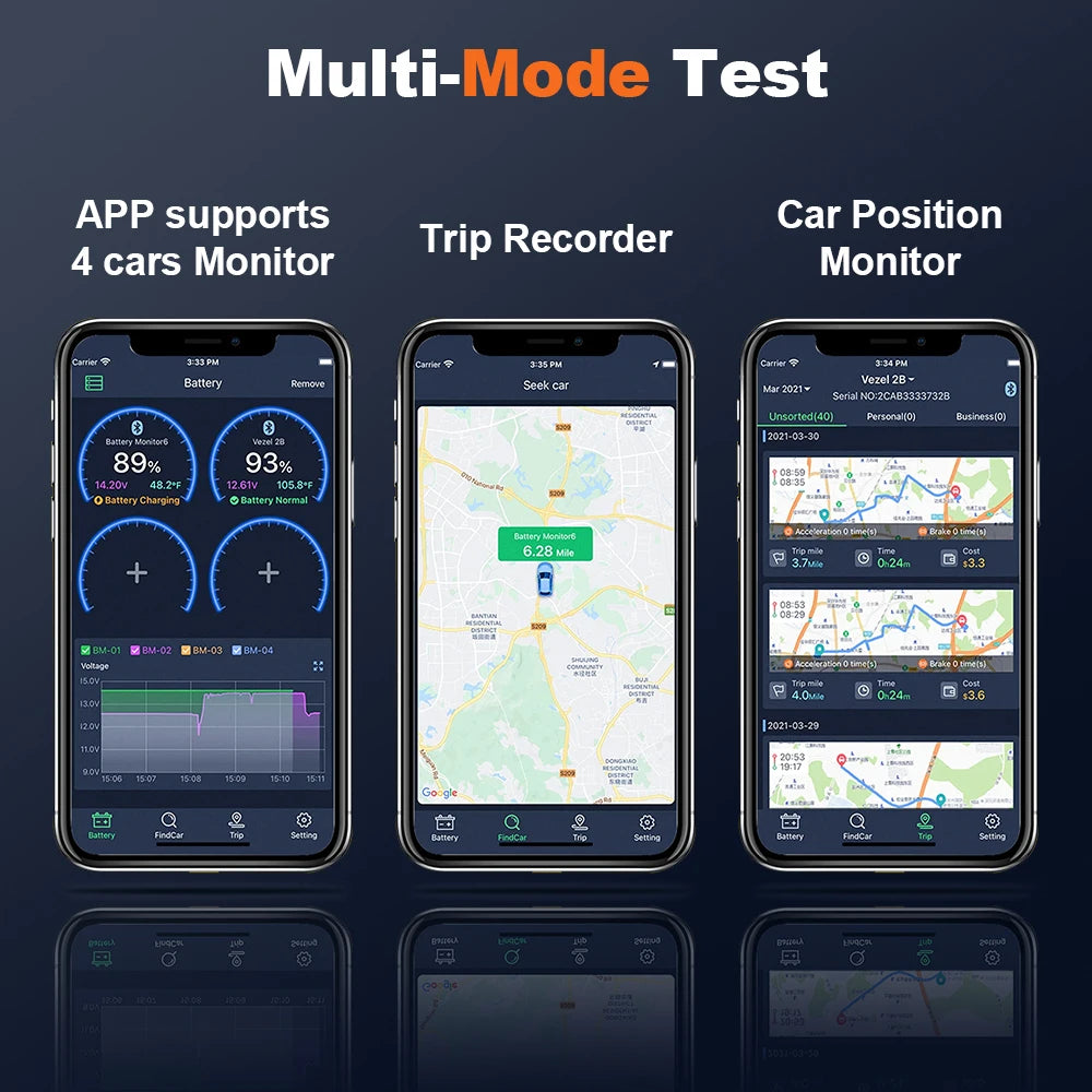 Wireless Battery Health Tester with App for Android & iOS