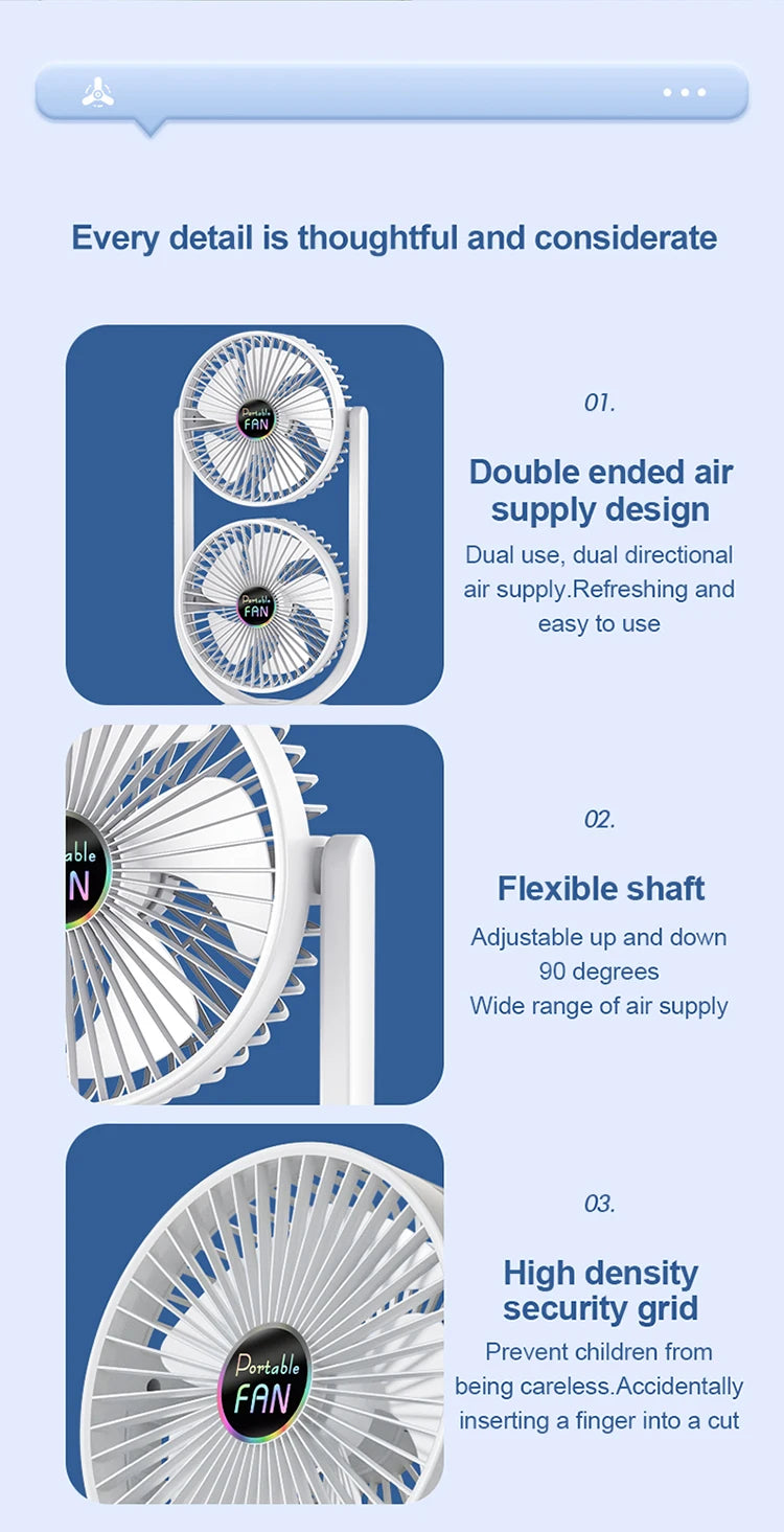USB Rechargeable Portable Desktop Fan – Rotatable Design