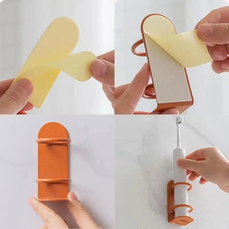 Wall-Mounted Punch-Free Toothbrush & Razor Holder