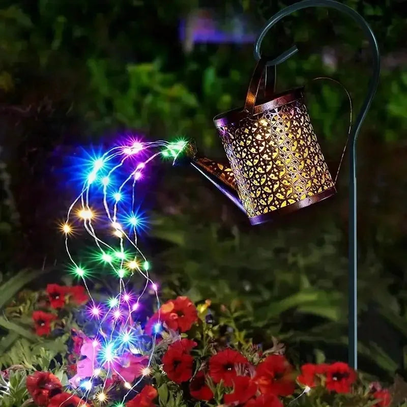 Retro Metal Solar Lantern & Watering Can Light