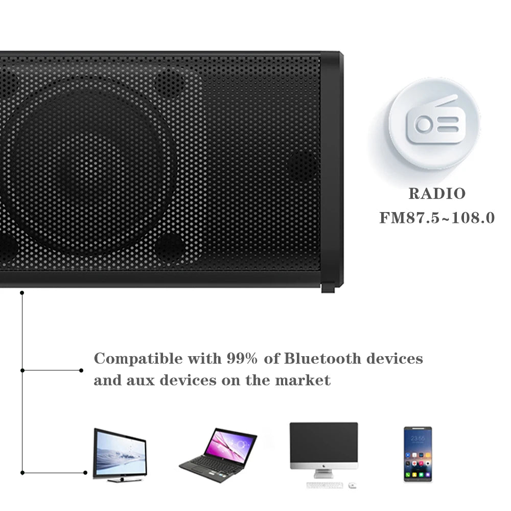 Powerful Wireless Soundbar with Subwoofer for TV & PC