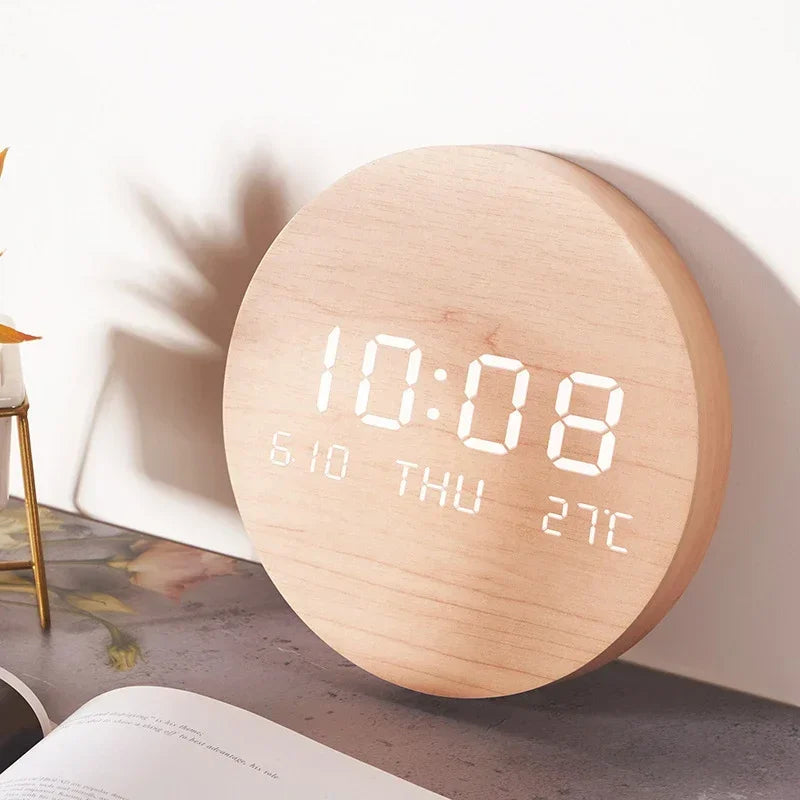 LED Digital Wall Clock with Temperature & Date Display