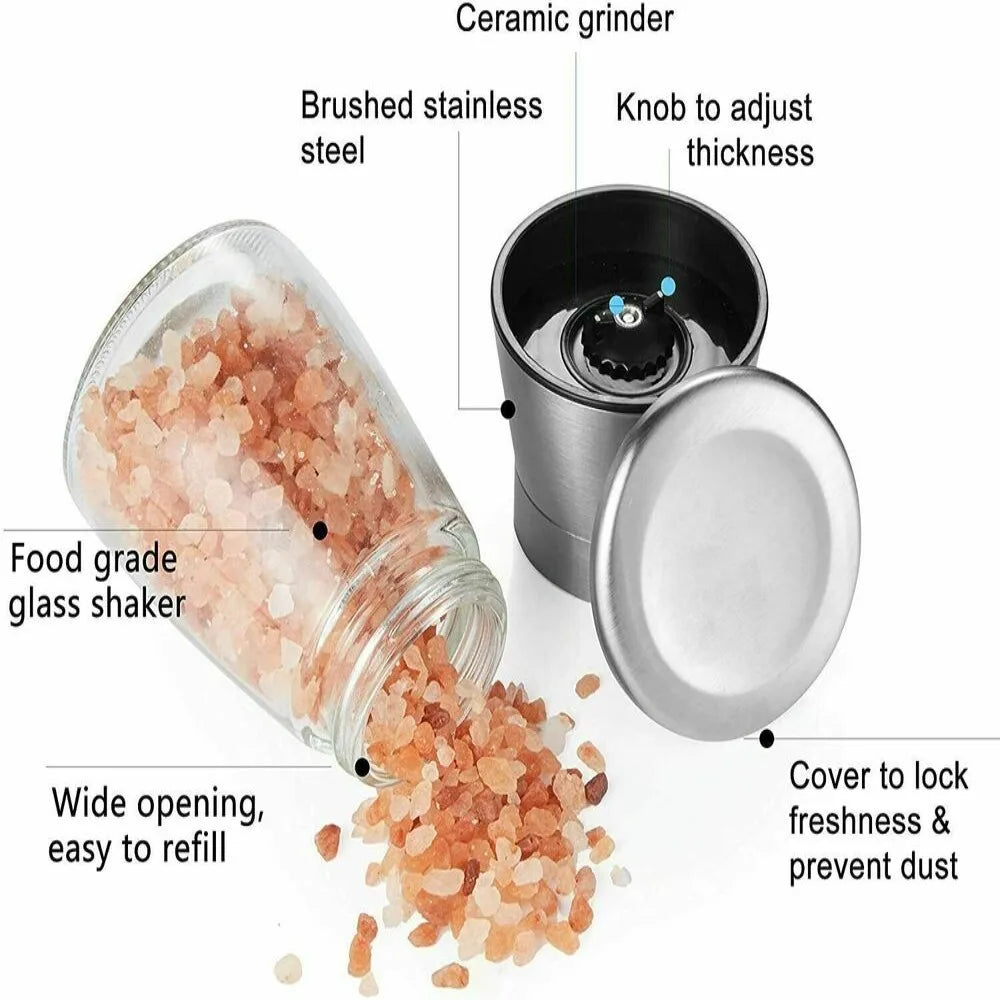 180/200ML Pepper Grinder Stainless Steel Glass Spice Bottle