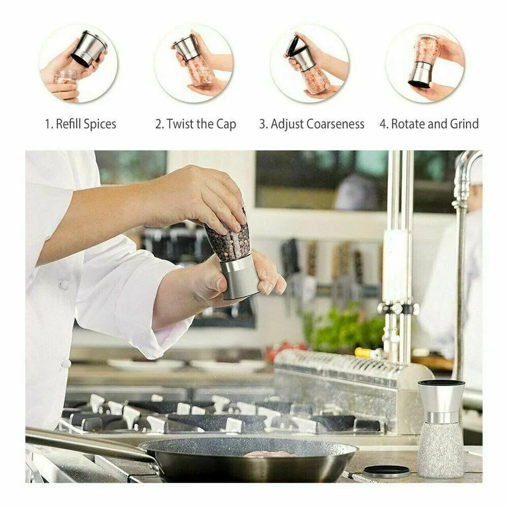180/200ML Pepper Grinder Stainless Steel Glass Spice Bottle