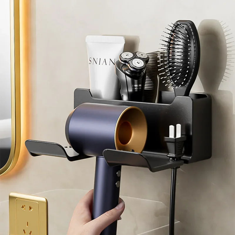 Bathroom Wall-Mounted Hair Dryer Holder