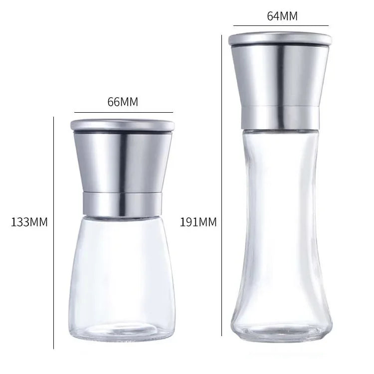 180/200ML Pepper Grinder Stainless Steel Glass Spice Bottle
