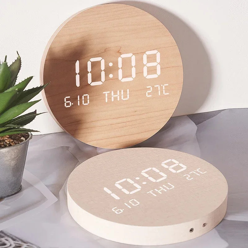LED Digital Wall Clock with Temperature & Date Display