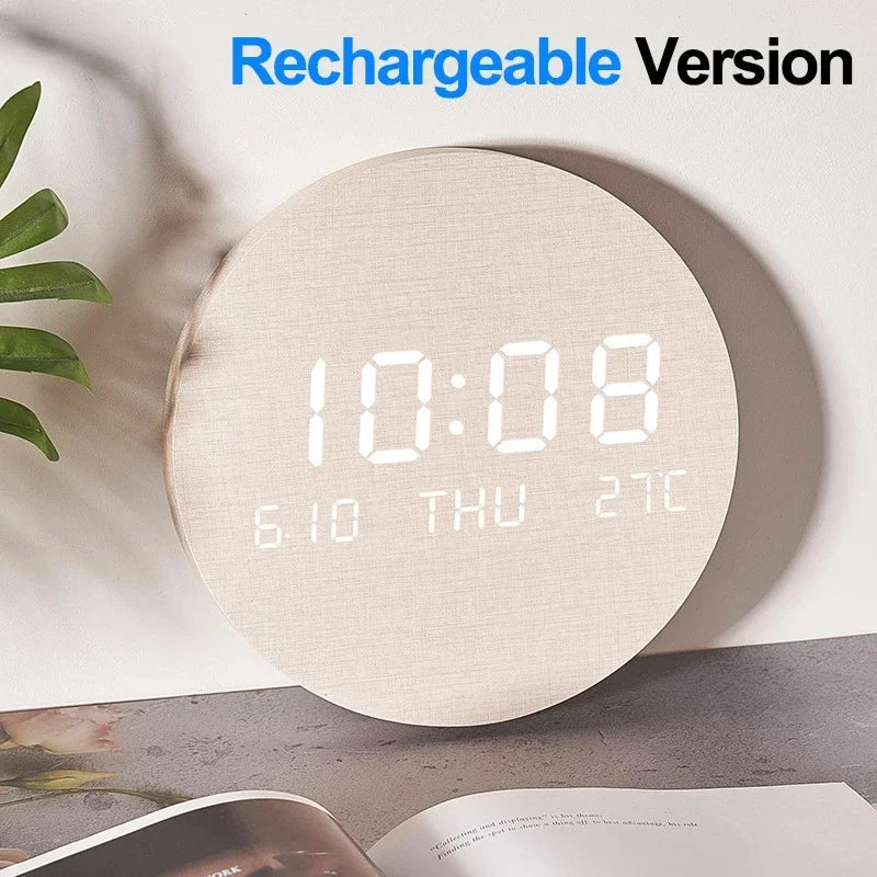 LED Digital Wall Clock with Temperature & Date Display