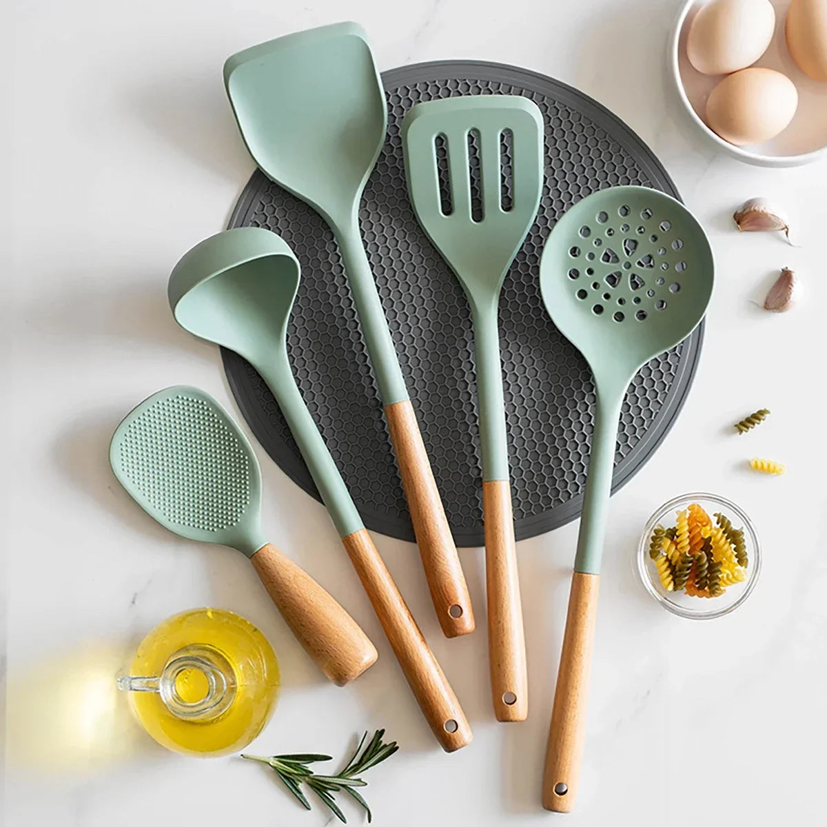 Wooden Handle Silicone Cooking Spatula
