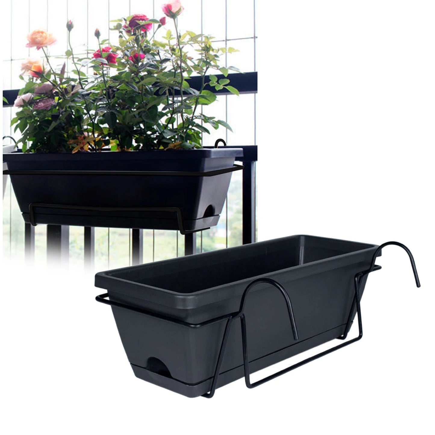 Railing & Window Box Flower Pot for Garden & Yard