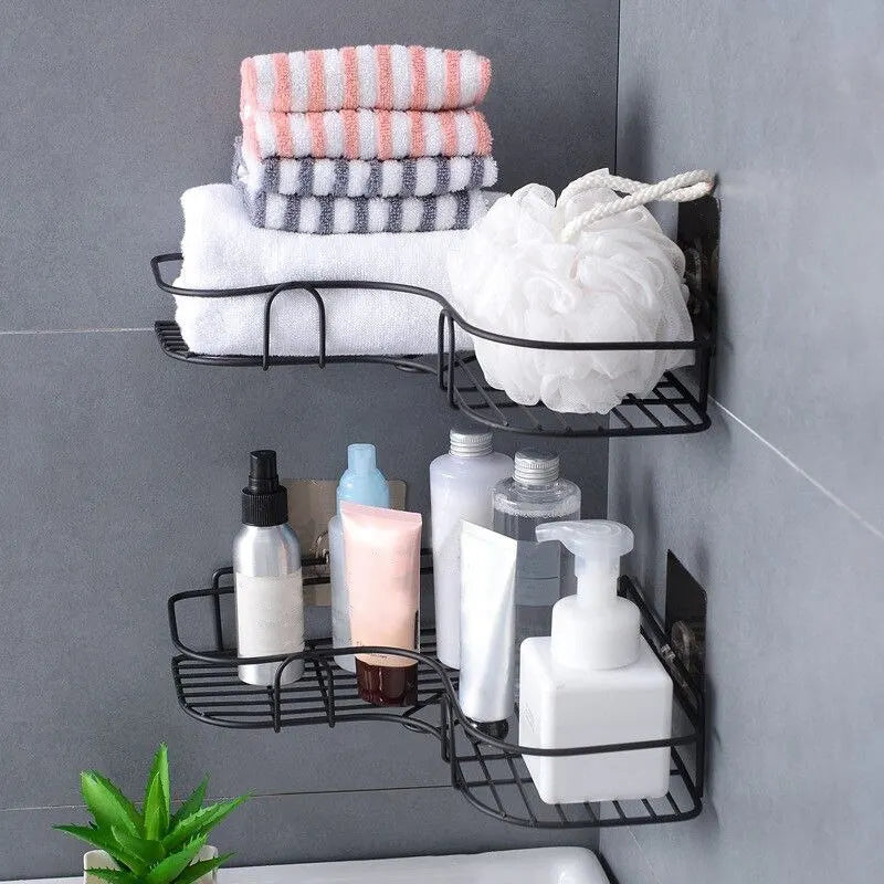 Iron Triangle Corner Rack – Durable Kitchen & Bathroom Storage