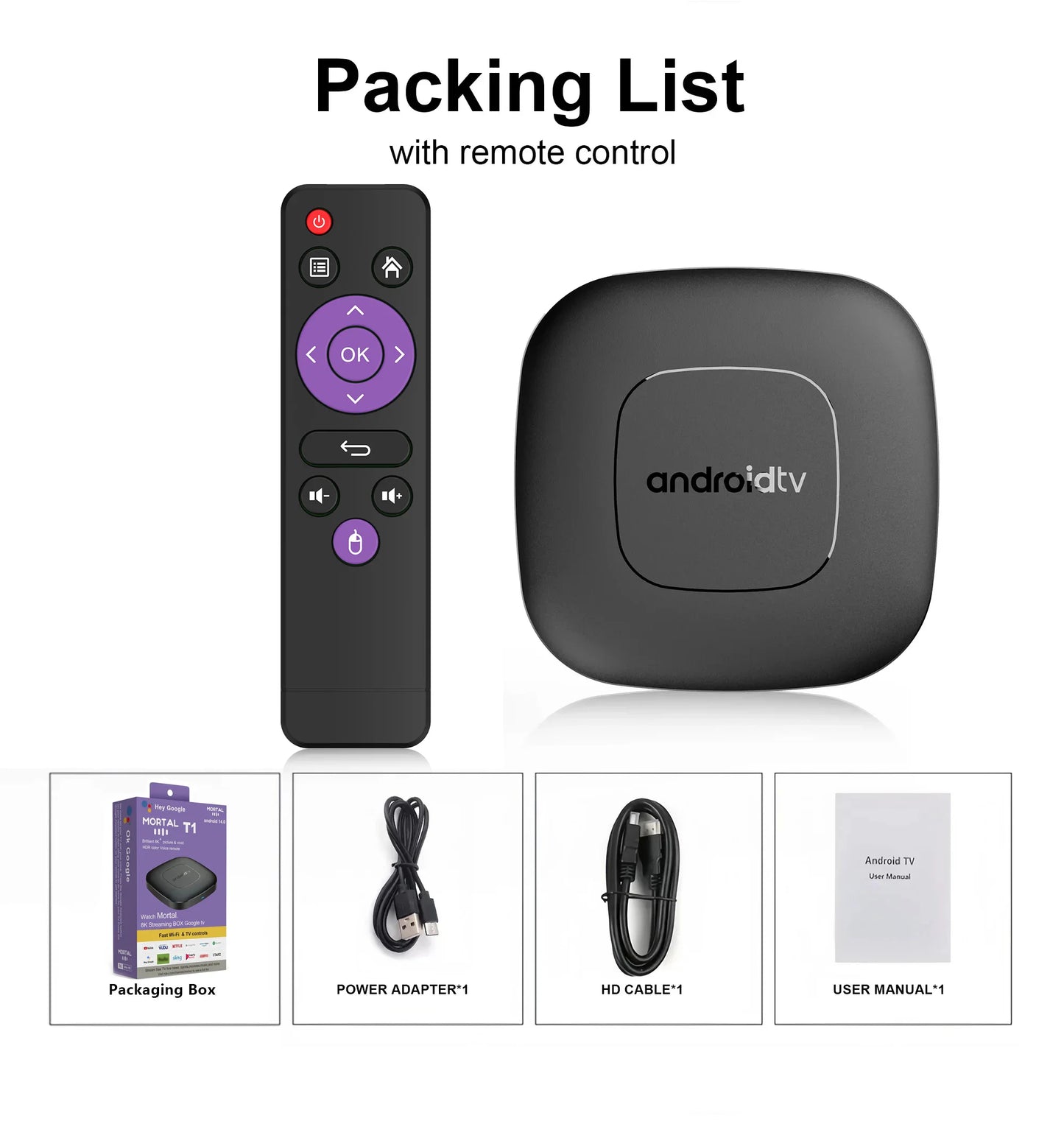 Mortal T1 WiFi 6 Smart TV Box Android 14 – 4K Support