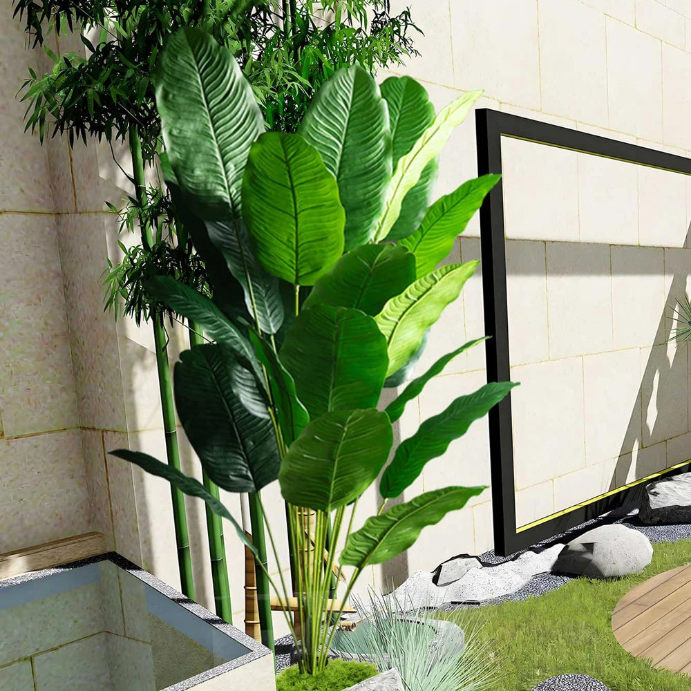 Tropical Fake Banana & Palm Leaves for Home & Garden Decor