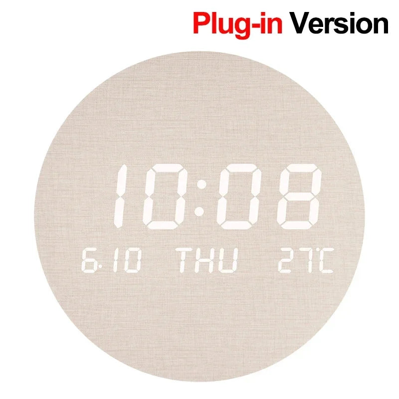 LED Digital Wall Clock with Temperature & Date Display