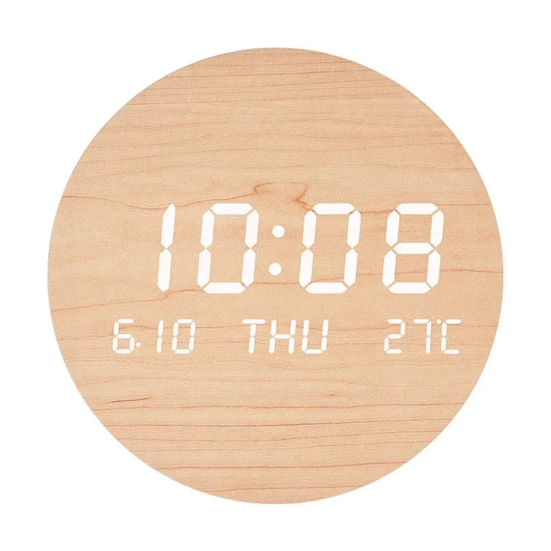 LED Digital Wall Clock with Temperature & Date Display