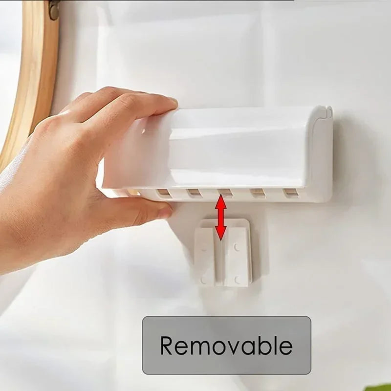 Six-Hole Adhesive Toothbrush Holder – Detachable & Washable