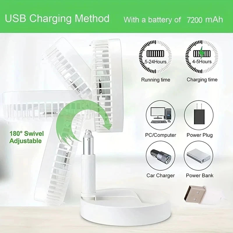 USB Rechargeable Folding Portable Mini Fan – Adjustable Cooling