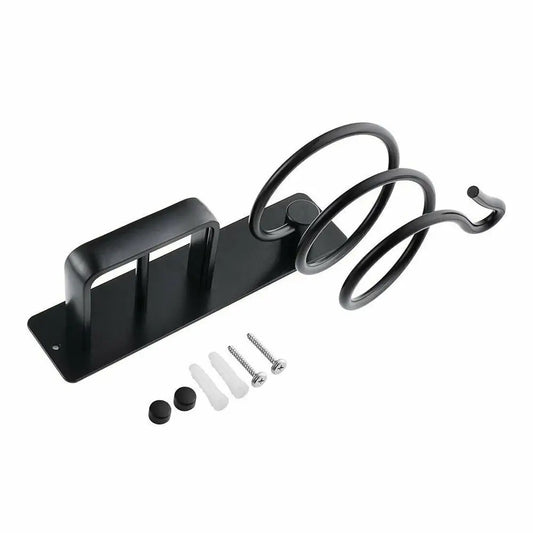 Wall-Mounted Black Hair Dryer & Straightener Holder