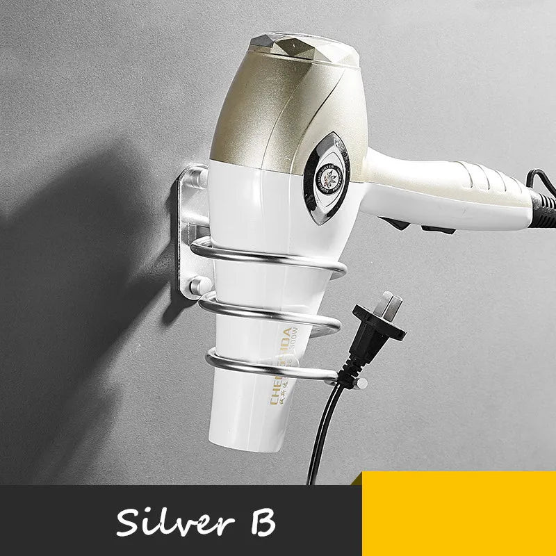Wall-Mounted Black Hair Dryer & Straightener Holder