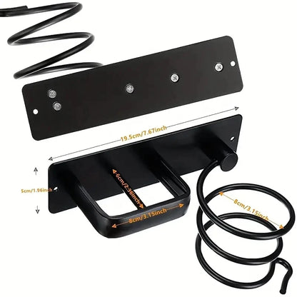 Wall-Mounted Black Hair Dryer & Straightener Holder