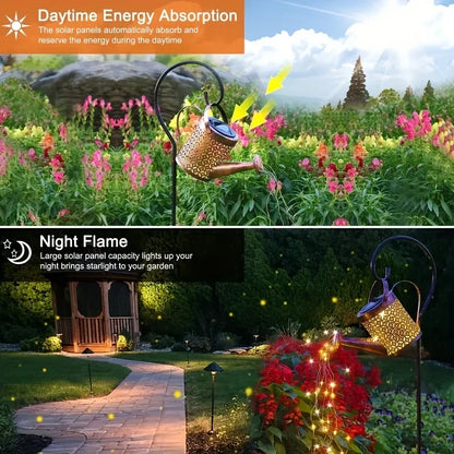 Retro Metal Solar Lantern & Watering Can Light