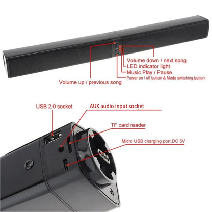 Powerful Wireless Soundbar with Subwoofer for TV & PC