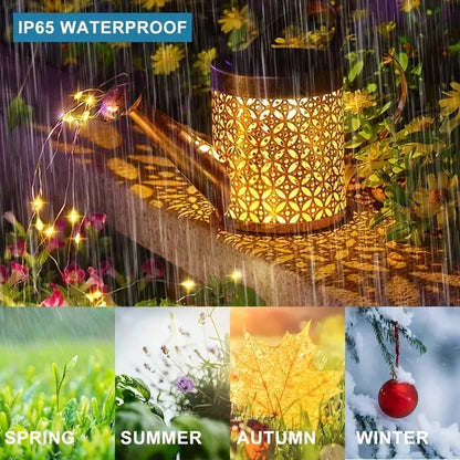 Retro Metal Solar Lantern & Watering Can Light