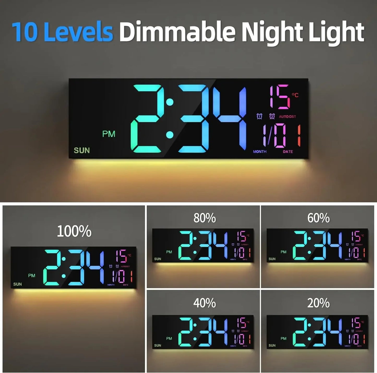 16.2" Large Digital Wall Clock