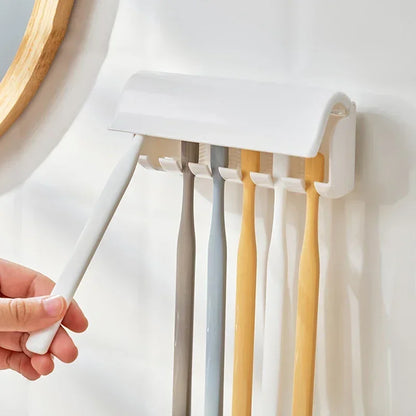 Six-Hole Adhesive Toothbrush Holder – Detachable & Washable