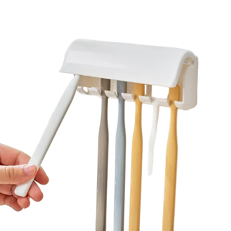 Six-Hole Adhesive Toothbrush Holder – Detachable & Washable