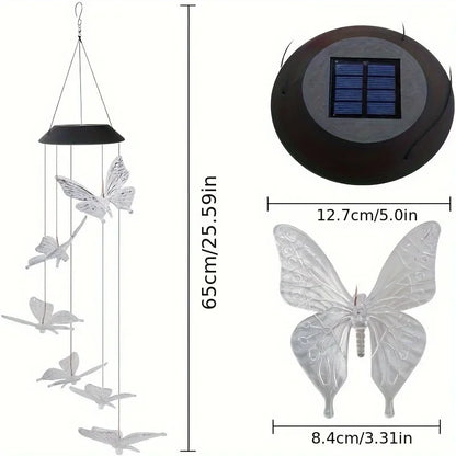 Solar-Powered LED Butterfly Wind Chimes