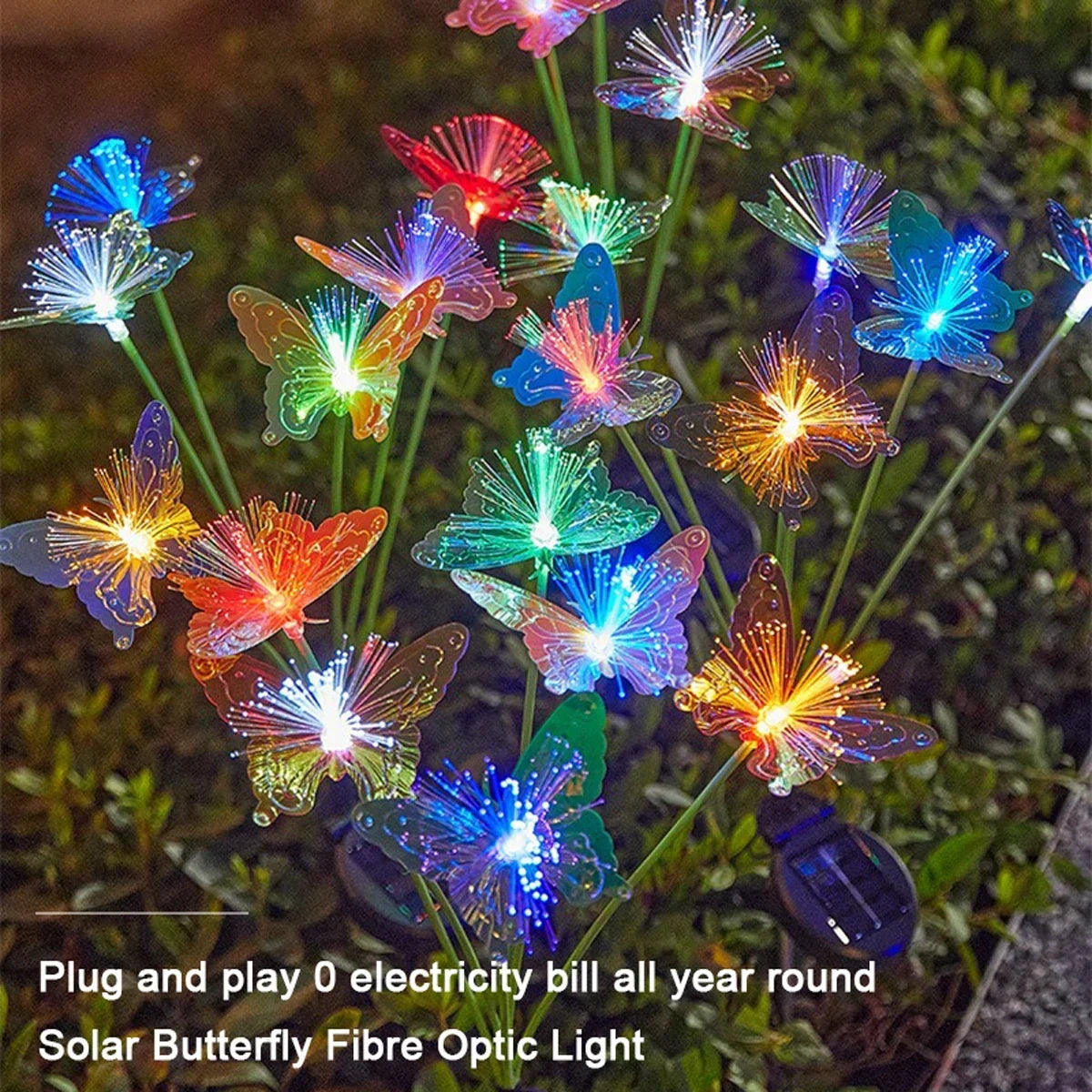6-LED Solar Butterfly Fiber Optic Light
