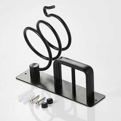 Wall-Mounted Black Hair Dryer & Straightener Holder