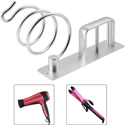 Wall-Mounted Black Hair Dryer & Straightener Holder