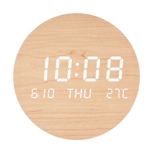LED Digital Wall Clock with Temperature & Date Display